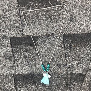 Teal slip over necklace